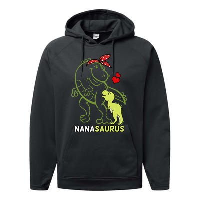 Nanasaurus Nana Tyrannosaurus Dinosaur Mother's Day Performance Fleece Hoodie