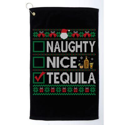 Naughty Nice Tequila Christmas List Tequila Ugly Sweater Gift Golf Towel
