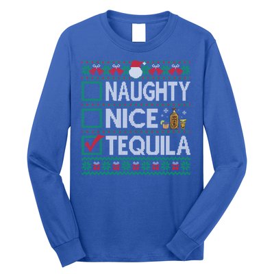 Naughty Nice Tequila Christmas List Tequila Ugly Sweater Gift Long Sleeve Shirt
