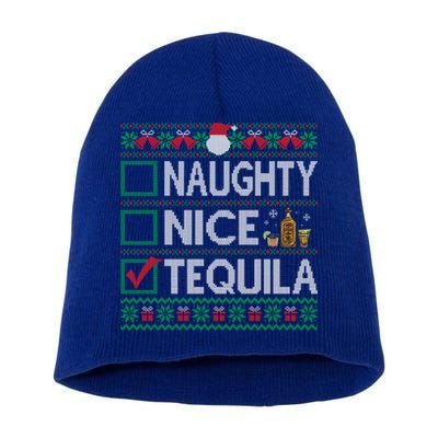 Naughty Nice Tequila Christmas List Tequila Ugly Sweater Gift Short Acrylic Beanie