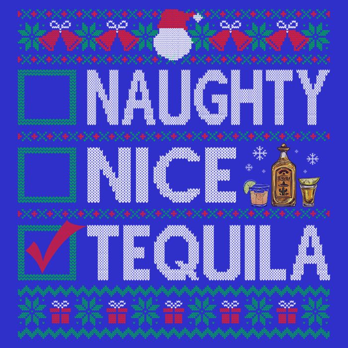 Naughty Nice Tequila Christmas List Tequila Ugly Sweater Gift Zip Tote Bag