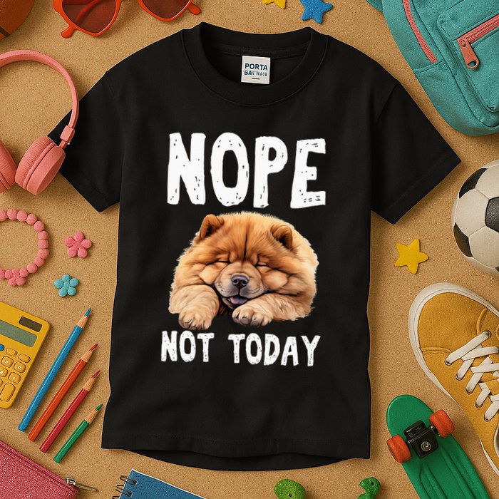 Nope Not Today Lazy Dog Funny Chow Chow Kids T-Shirt