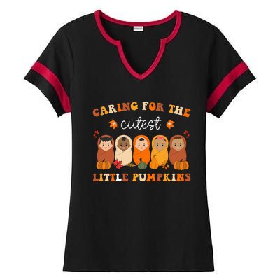 Nicu Nurse Thanksgiving Cutest Pumpkins Mother Baby Nurse Ladies Halftime Notch Neck Tee