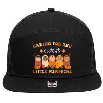 Nicu Nurse Thanksgiving Cutest Pumpkins Mother Baby Nurse 7 Panel Mesh Trucker Snapback Hat