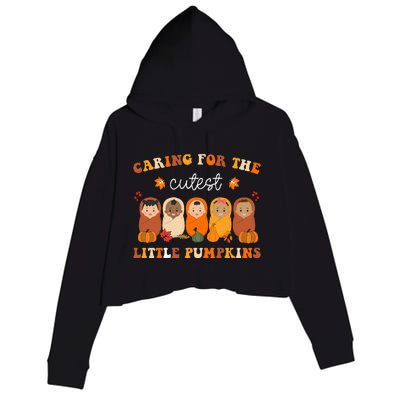 Nicu Nurse Thanksgiving Cutest Pumpkins Mother Baby Nurse Crop Fleece Hoodie