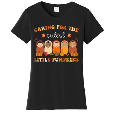 Nicu Nurse Thanksgiving Cutest Pumpkins Mother Baby Nurse Women's T-Shirt