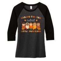 Nicu Nurse Thanksgiving Cutest Pumpkins Mother Baby Nurse Women's Tri-Blend 3/4-Sleeve Raglan Shirt