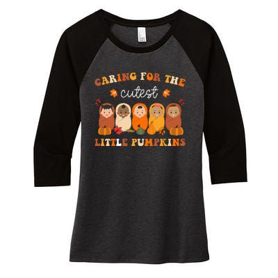 Nicu Nurse Thanksgiving Cutest Pumpkins Mother Baby Nurse Women's Tri-Blend 3/4-Sleeve Raglan Shirt