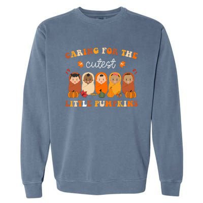 Nicu Nurse Thanksgiving Cutest Pumpkins Mother Baby Nurse Garment-Dyed Sweatshirt