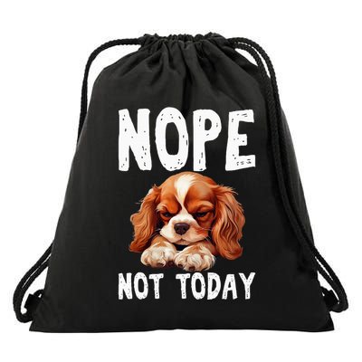 Nope Not Today Lazy Dog Funny Cavalier King Charles Spaniel Drawstring Bag