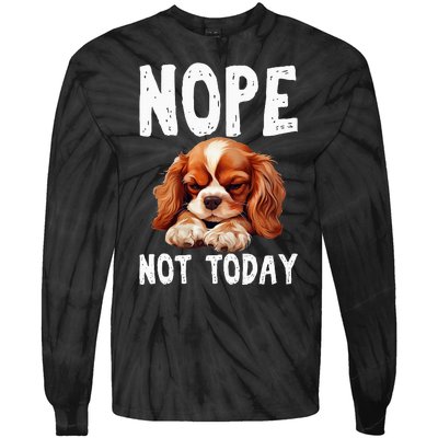 Nope Not Today Lazy Dog Funny Cavalier King Charles Spaniel Tie-Dye Long Sleeve Shirt