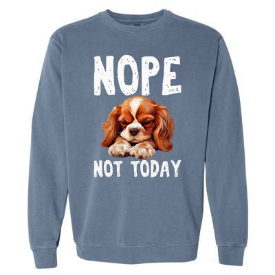 Nope Not Today Lazy Dog Funny Cavalier King Charles Spaniel Garment-Dyed Sweatshirt