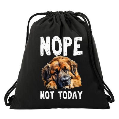 Nope Not Today Lazy Dog Funny Leonberger Drawstring Bag