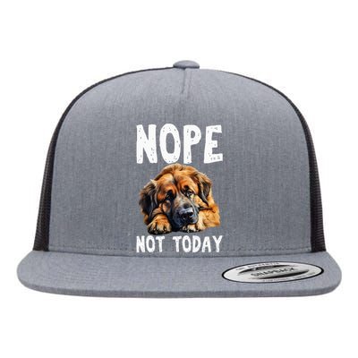 Nope Not Today Lazy Dog Funny Leonberger Flat Bill Trucker Hat