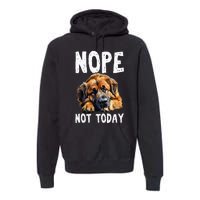 Nope Not Today Lazy Dog Funny Leonberger Premium Hoodie