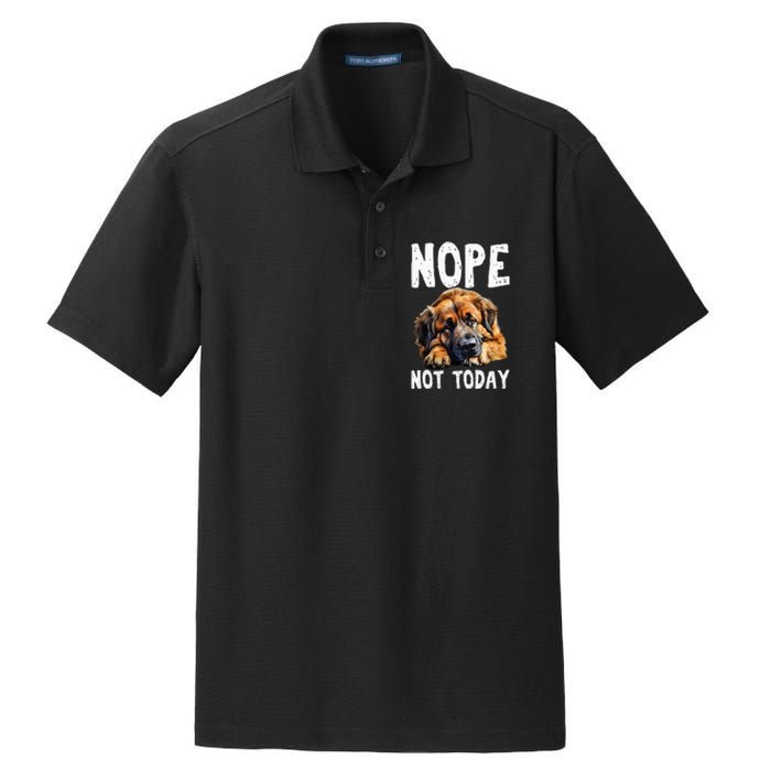 Nope Not Today Lazy Dog Funny Leonberger Dry Zone Grid Polo