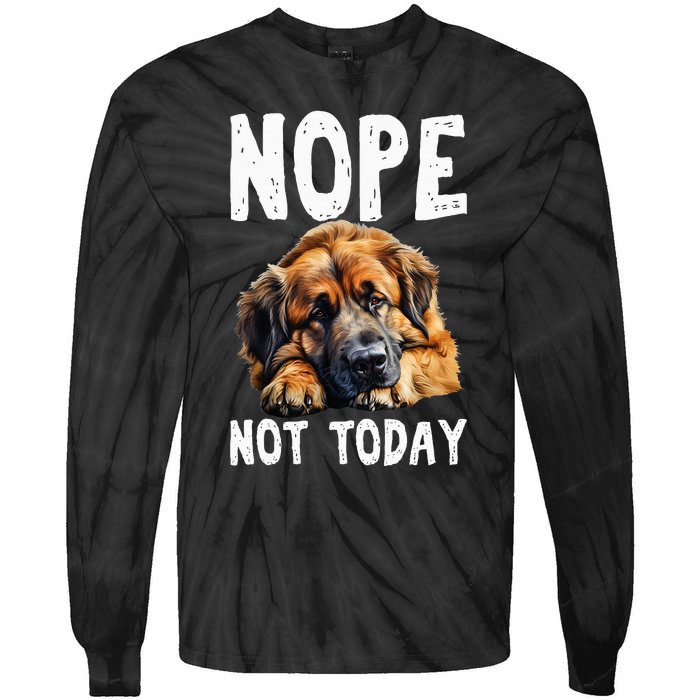 Nope Not Today Lazy Dog Funny Leonberger Tie-Dye Long Sleeve Shirt