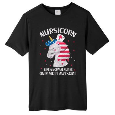 Nursicorn Nurse Unicorn Usa Flag 4th Of July Patriotic Cute Gift Tall Fusion ChromaSoft Performance T-Shirt