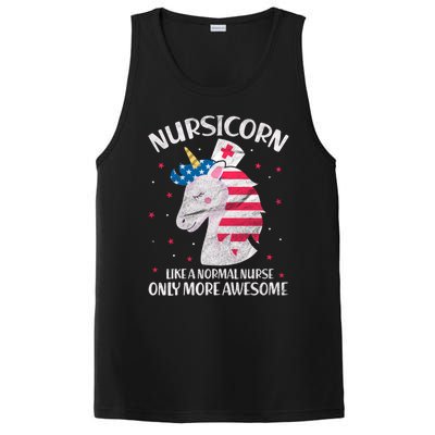 Nursicorn Nurse Unicorn Usa Flag 4th Of July Patriotic Cute Gift PosiCharge Competitor Tank