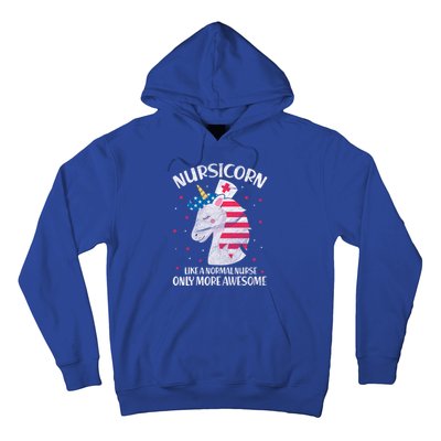 Nursicorn Nurse Unicorn Usa Flag 4th Of July Patriotic Cute Gift Hoodie