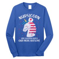 Nursicorn Nurse Unicorn Usa Flag 4th Of July Patriotic Cute Gift Long Sleeve Shirt