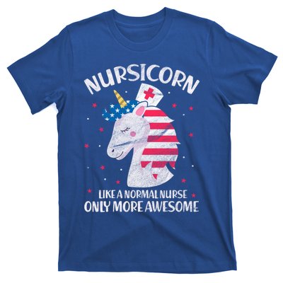 Nursicorn Nurse Unicorn Usa Flag 4th Of July Patriotic Cute Gift T-Shirt