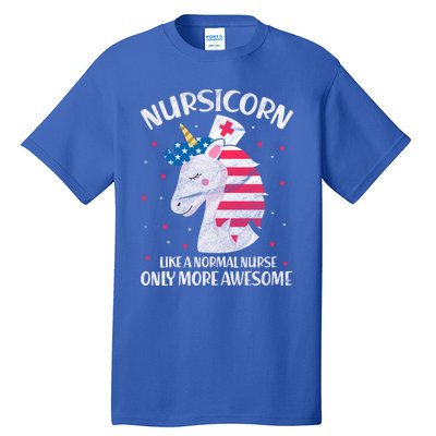 Nursicorn Nurse Unicorn Usa Flag 4th Of July Patriotic Cute Gift Tall T-Shirt