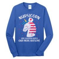 Nursicorn Nurse Unicorn Usa Flag 4th Of July Patriotic Cute Gift Tall Long Sleeve T-Shirt