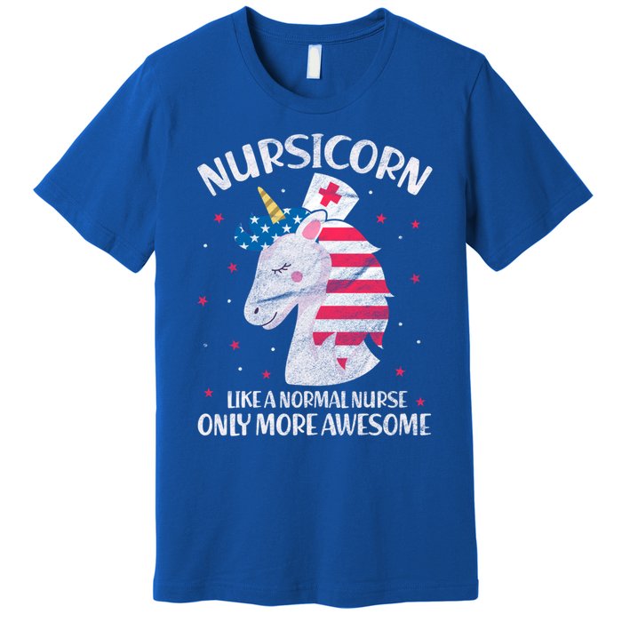 Nursicorn Nurse Unicorn Usa Flag 4th Of July Patriotic Cute Gift Premium T-Shirt