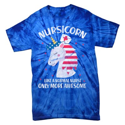 Nursicorn Nurse Unicorn Usa Flag 4th Of July Patriotic Cute Gift Tie-Dye T-Shirt