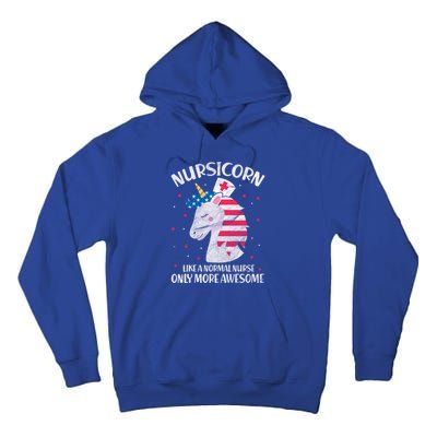 Nursicorn Nurse Unicorn Usa Flag 4th Of July Patriotic Cute Gift Tall Hoodie