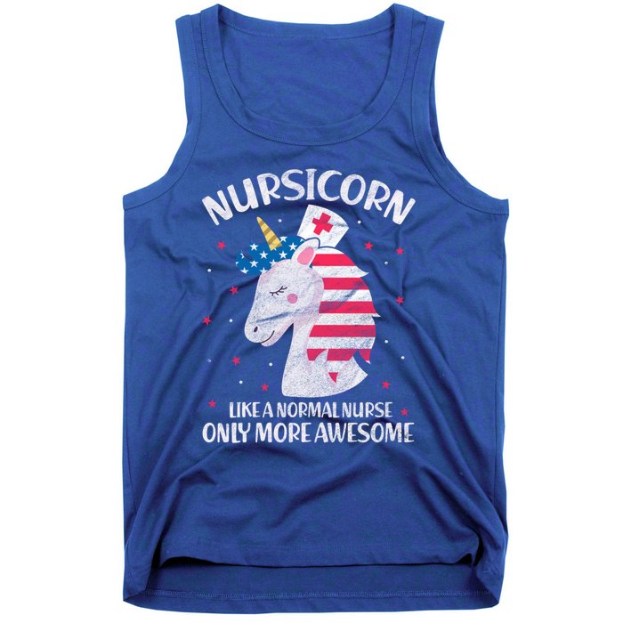 Nursicorn Nurse Unicorn Usa Flag 4th Of July Patriotic Cute Gift Tank Top