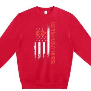 Nephrology Nurse USA Flag Dialysis Nursing RN Premium Crewneck Sweatshirt