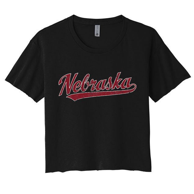 Nebraska Ne Vintage Sports Crop Top