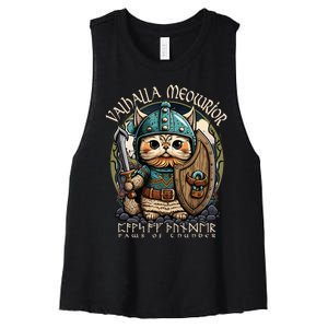 Nordic Norse Viking Cat Warrior Women's Racerback Cropped Tank