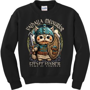 Nordic Norse Viking Cat Warrior Kids Sweatshirt