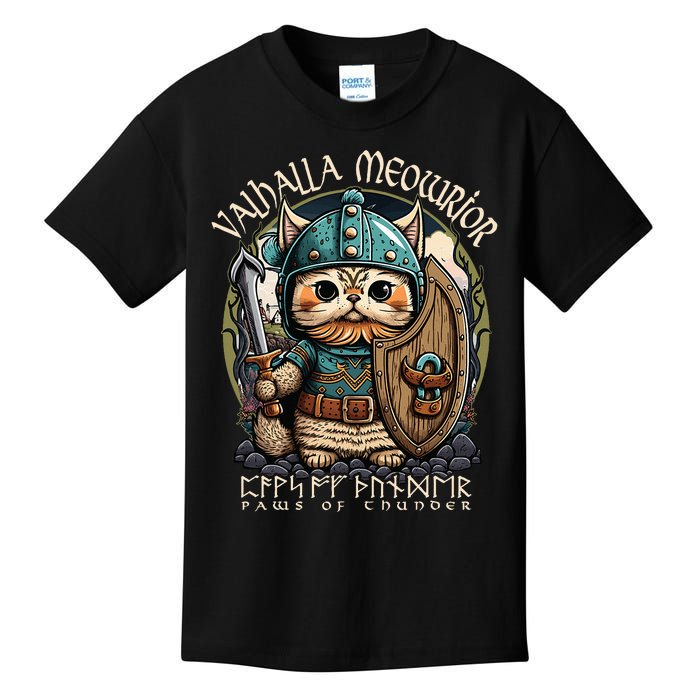 Nordic Norse Viking Cat Warrior Kids T-Shirt