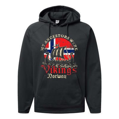 Norwegian Norway Viking Ship Flag Performance Fleece Hoodie