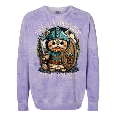 Nordic Norse Viking Cat Warrior Colorblast Crewneck Sweatshirt