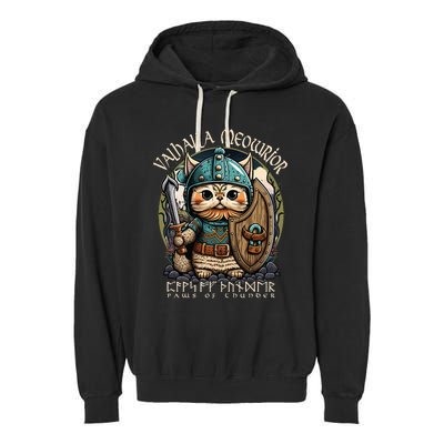 Nordic Norse Viking Cat Warrior Garment-Dyed Fleece Hoodie