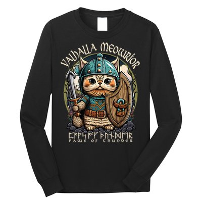 Nordic Norse Viking Cat Warrior Long Sleeve Shirt