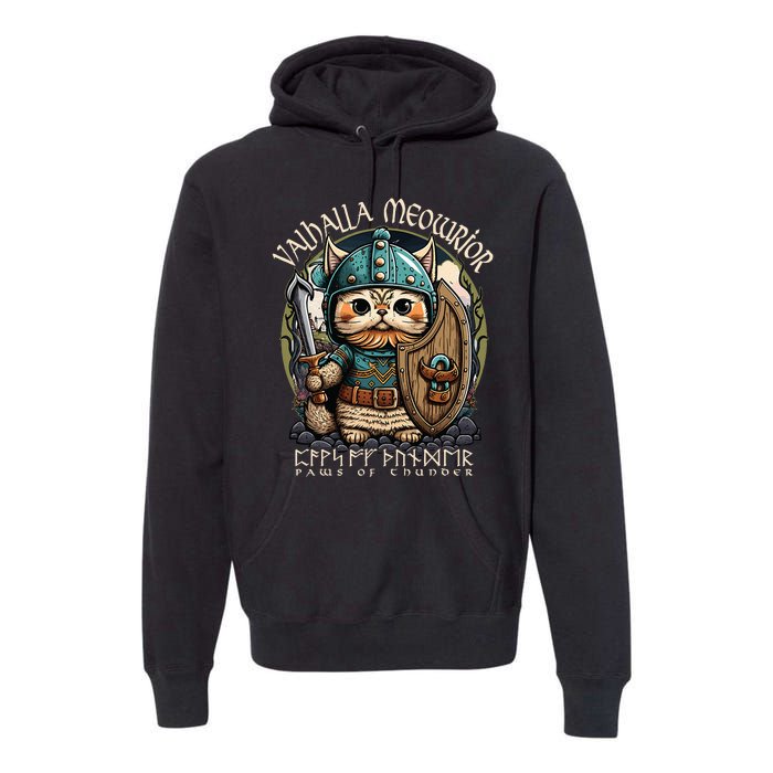 Nordic Norse Viking Cat Warrior Premium Hoodie