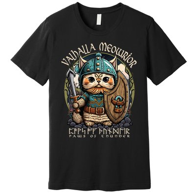 Nordic Norse Viking Cat Warrior Premium T-Shirt