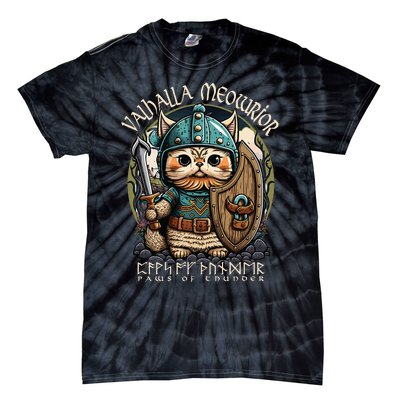 Nordic Norse Viking Cat Warrior Tie-Dye T-Shirt