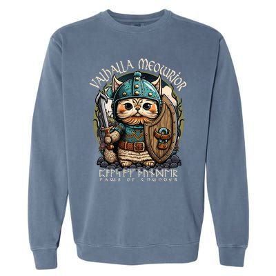 Nordic Norse Viking Cat Warrior Garment-Dyed Sweatshirt