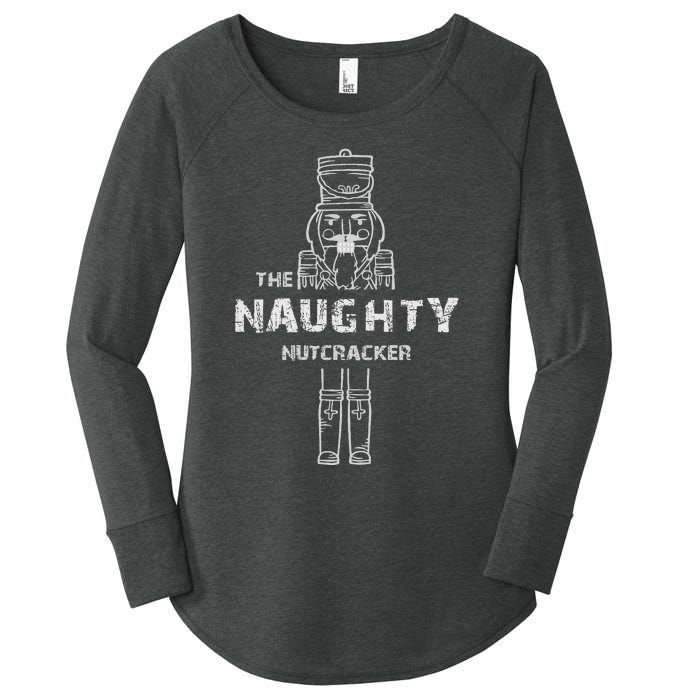 Naughty Nutcracker Vintage Family Matching Pajama Women's Perfect Tri Tunic Long Sleeve Shirt