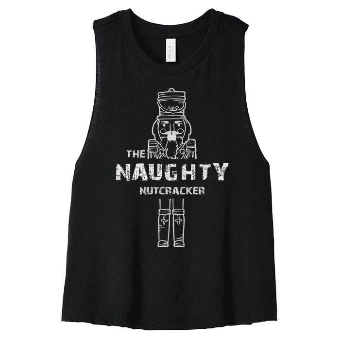 Naughty Nutcracker Vintage Family Matching Pajama Women's Racerback Cropped Tank