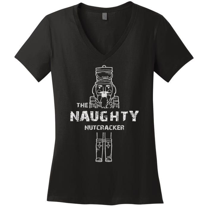 Naughty Nutcracker Vintage Family Matching Pajama Women's V-Neck T-Shirt