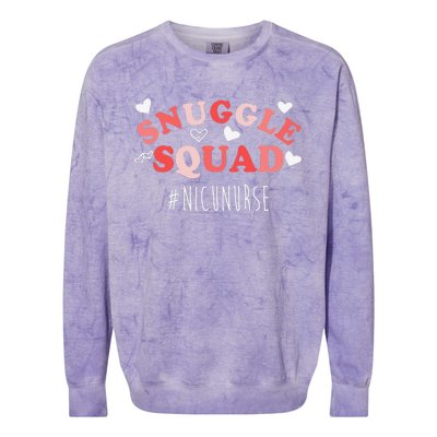 NICU Nurse Valentines Day Snuggle Squad For Neonatal Nurses Colorblast Crewneck Sweatshirt