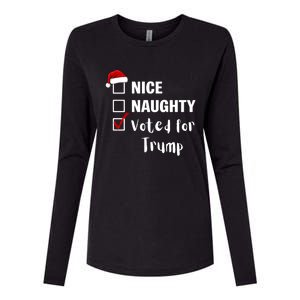 Nice Naughty Voted For Trump Funny Santa Claus Christmas Gift Womens Cotton Relaxed Long Sleeve T-Shirt